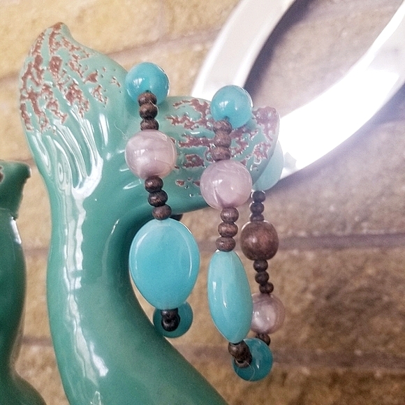 Blue & Brown Beaded Bracelet Set (2) - Picture 3 of 11